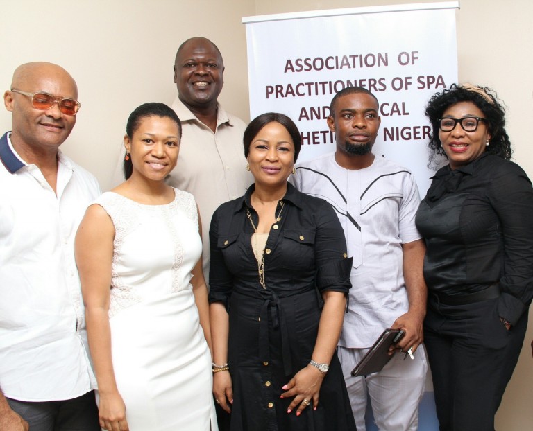 Mrs Busari of Biyou Spa, Lagos in group photograph with ASPMAN members