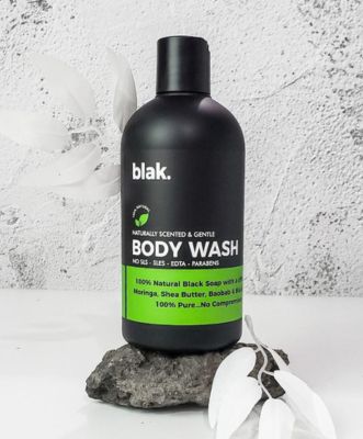 A bottle of Biyou Spa's Blak Body Wash.